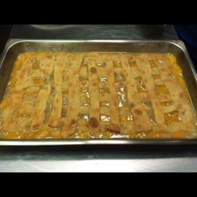 Full Pan Peach Cobbler.